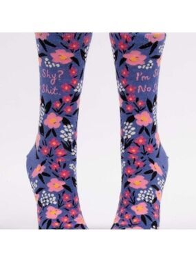 Socks--I'm Shy? No Sh*t! W crew socks--Blue Q